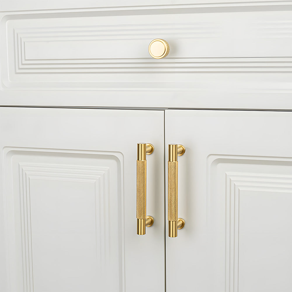 Knurled Brass Cabinet Pulls and T-Knobs