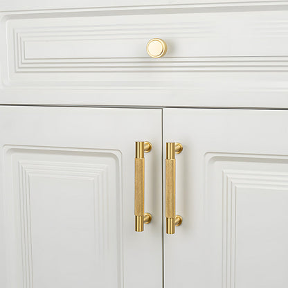 Knurled Brass Cabinet Pulls and T-Knobs
