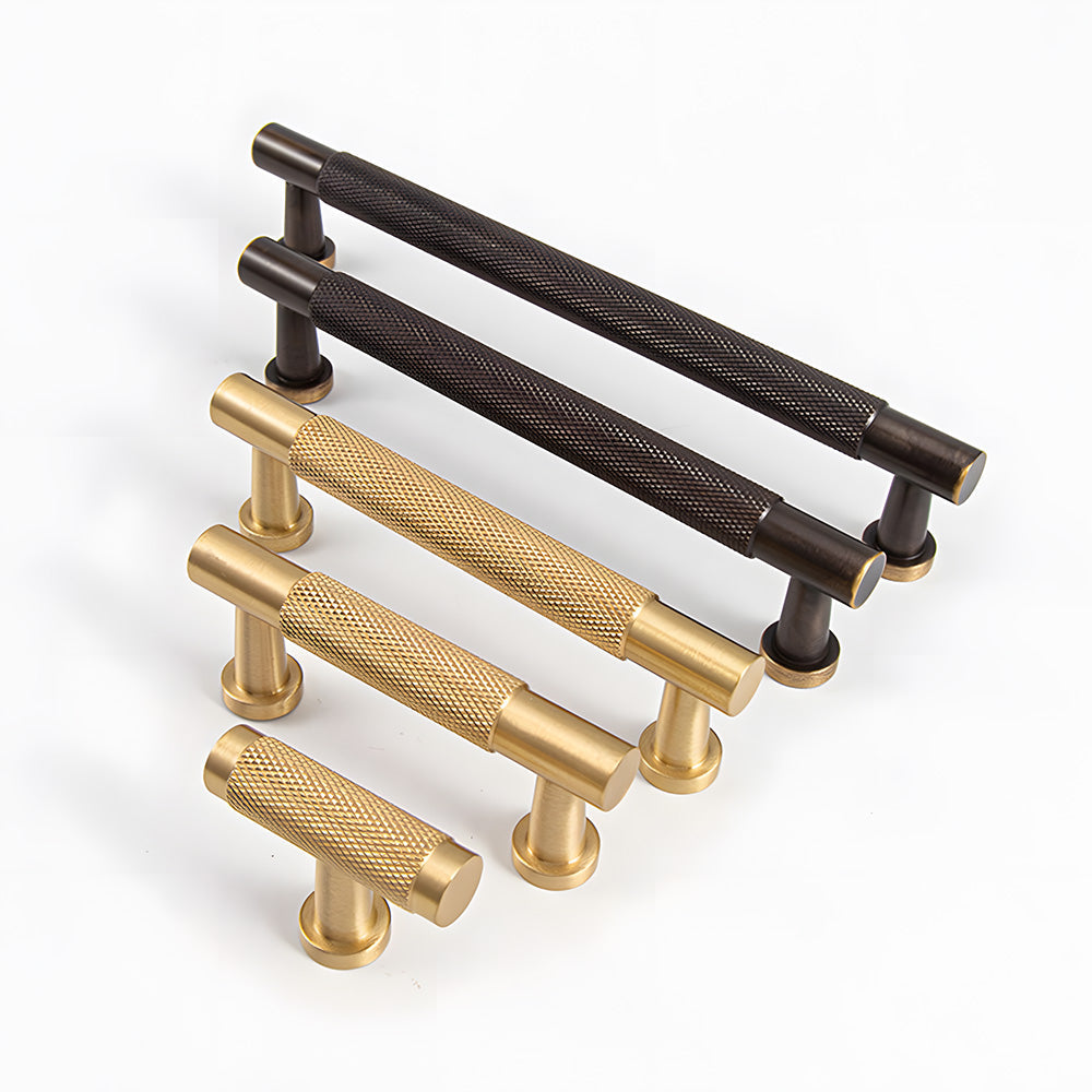 Knurled Brass Cabinet Pulls and T-Knobs
