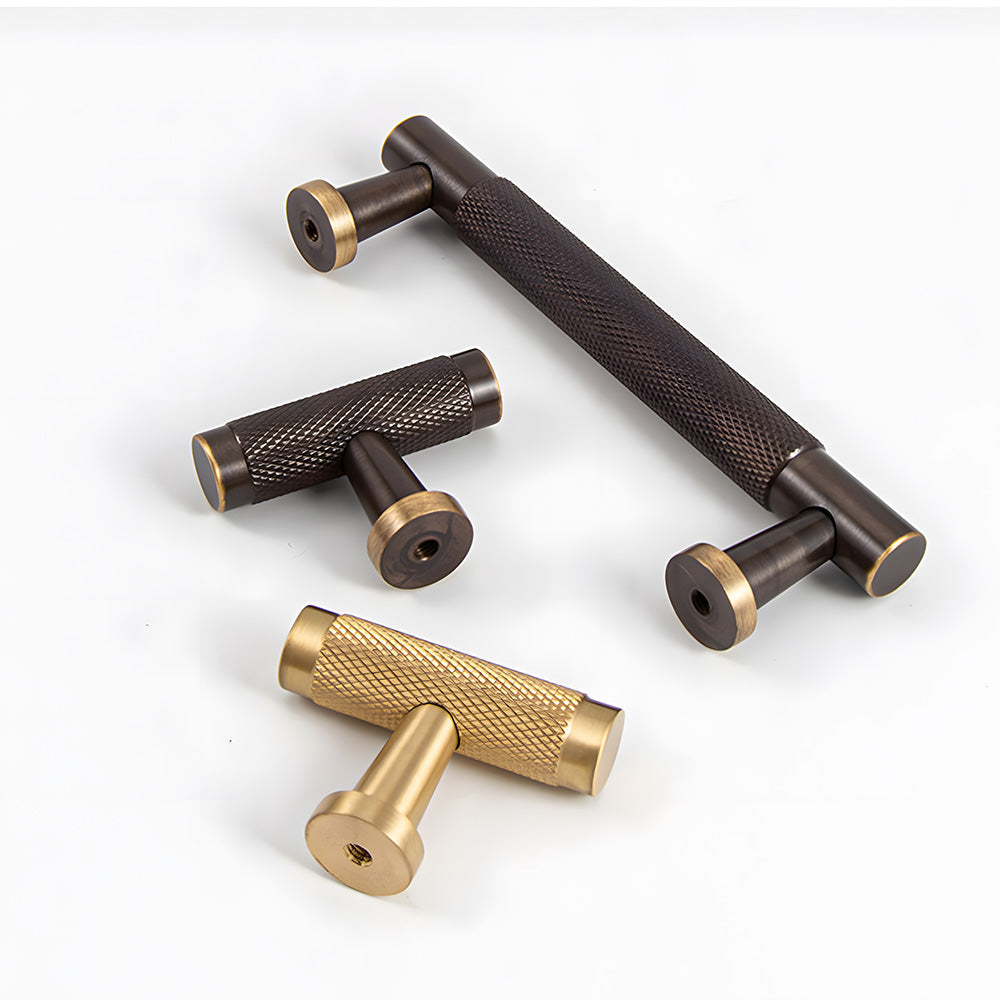 Knurled Brass Cabinet Pulls and T-Knobs