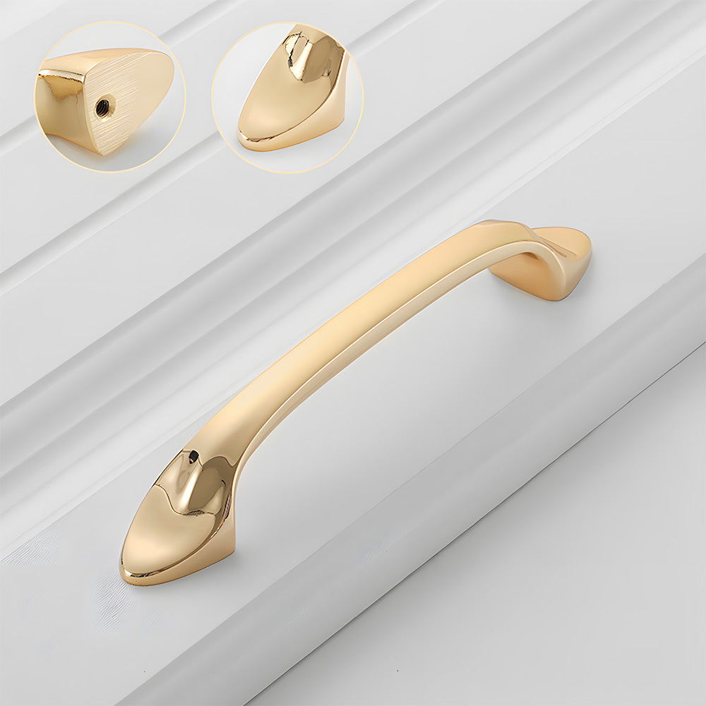 Solid Brass Curved Cabinet Pulls and Knobs for Drawers