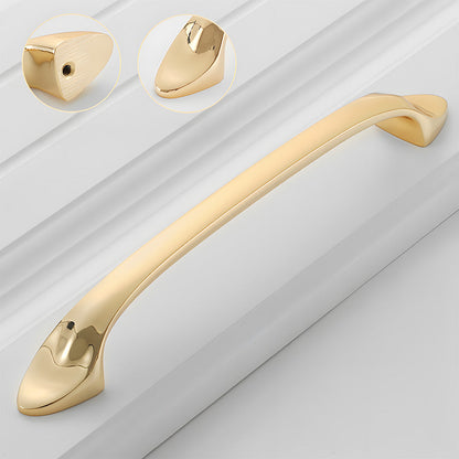 Solid Brass Curved Cabinet Pulls and Knobs for Drawers
