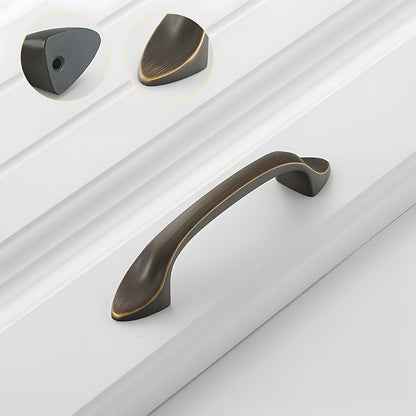 Solid Brass Curved Cabinet Pulls and Knobs for Drawers