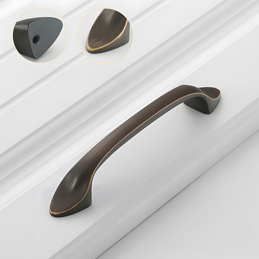 Solid Brass Curved Cabinet Pulls and Knobs for Drawers