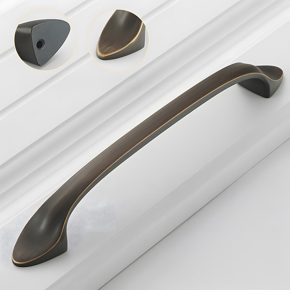 Solid Brass Curved Cabinet Pulls and Knobs for Drawers