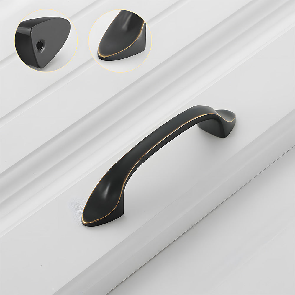 Solid Brass Curved Cabinet Pulls and Knobs for Drawers