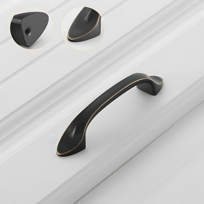 Solid Brass Curved Cabinet Pulls and Knobs for Drawers