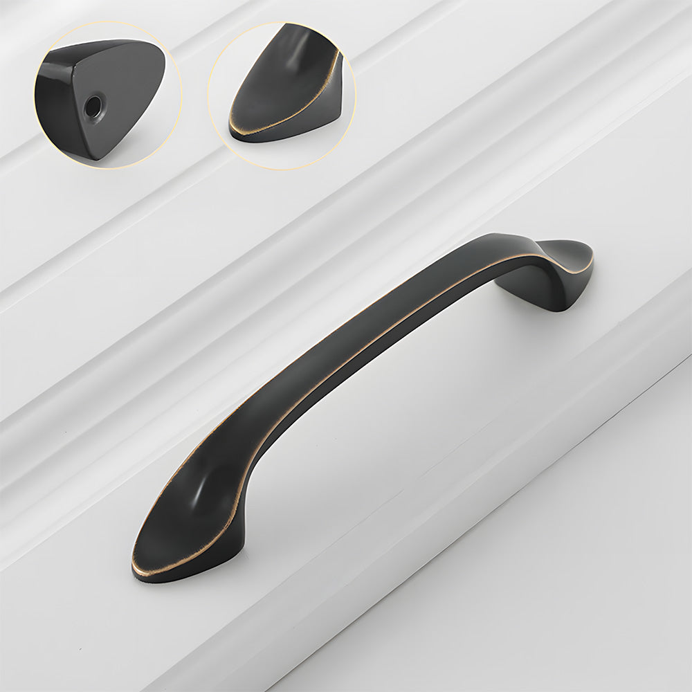 Solid Brass Curved Cabinet Pulls and Knobs for Drawers