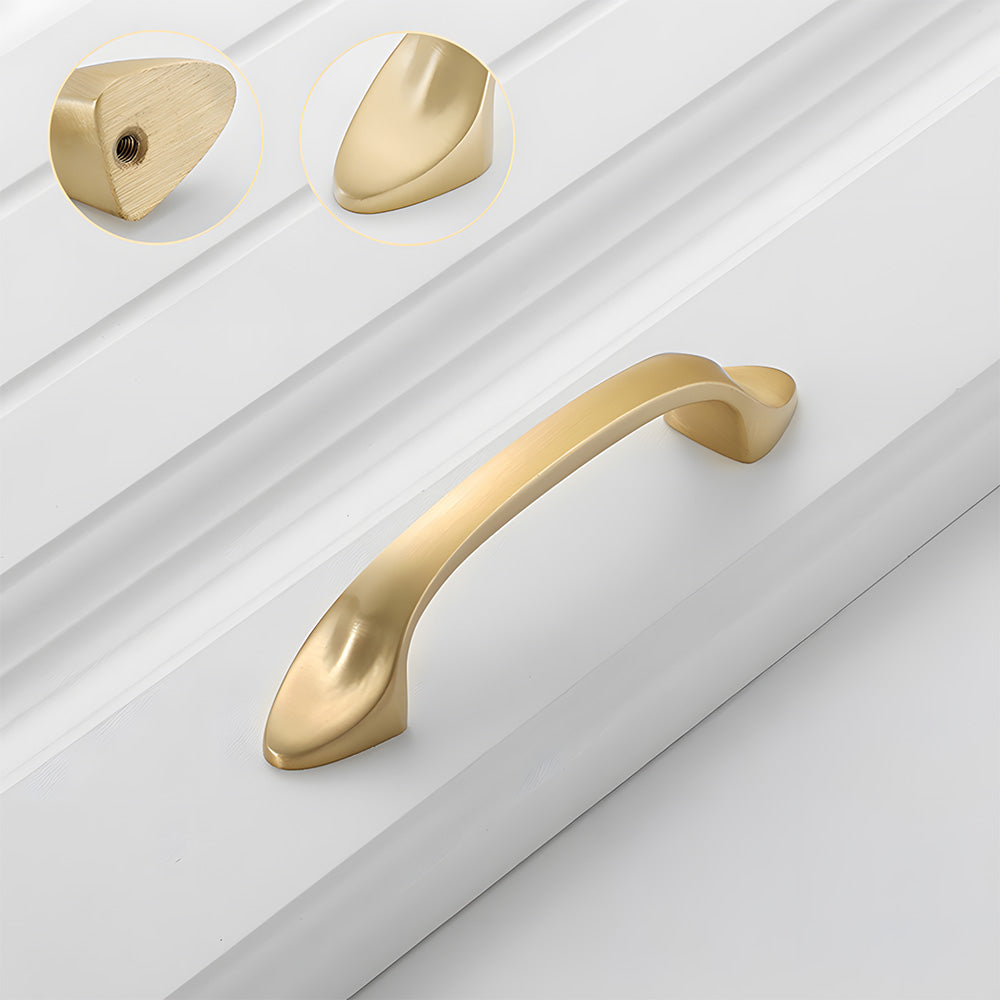 Solid Brass Curved Cabinet Pulls and Knobs for Drawers