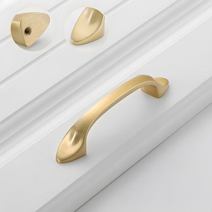 Solid Brass Curved Cabinet Pulls and Knobs for Drawers