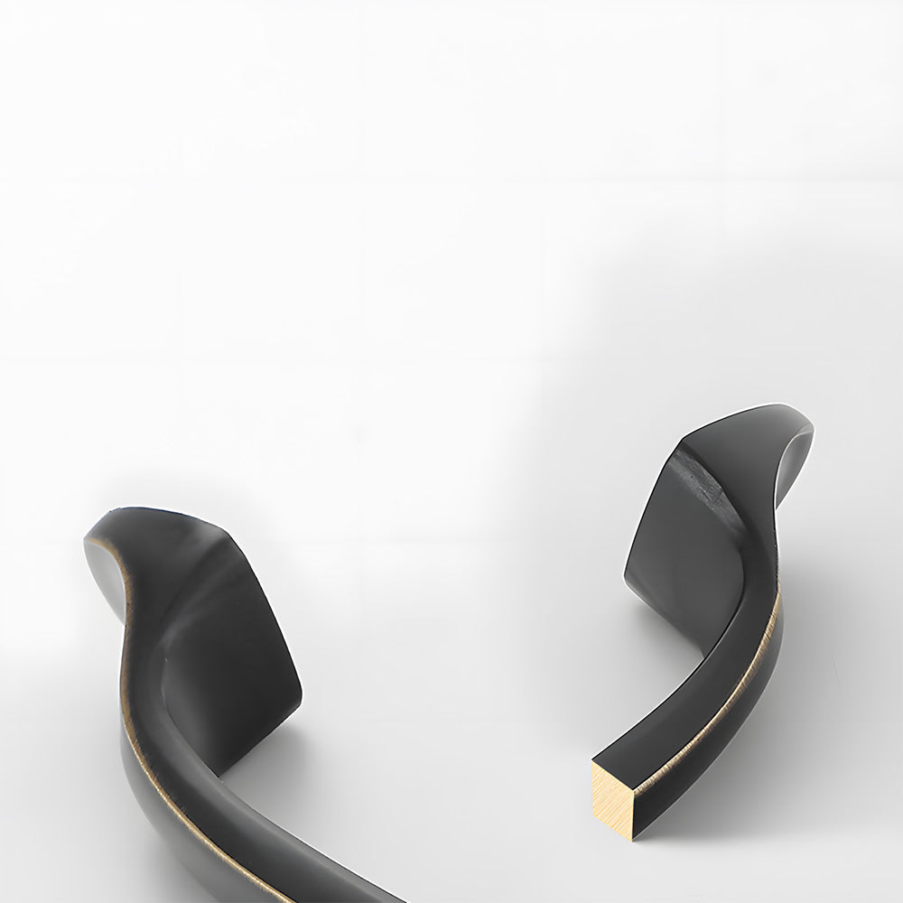 Solid Brass Curved Cabinet Pulls and Knobs for Drawers