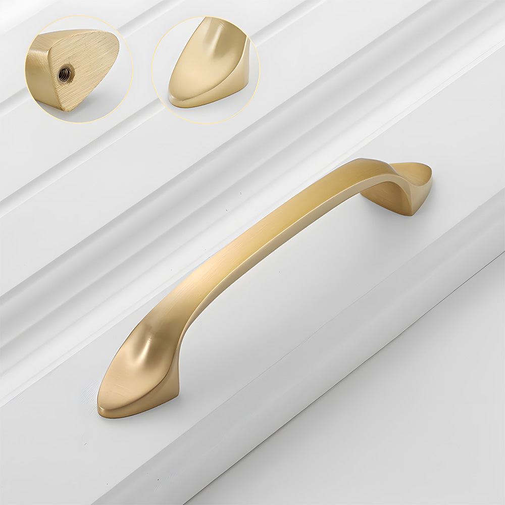 Solid Brass Curved Cabinet Pulls and Knobs for Drawers