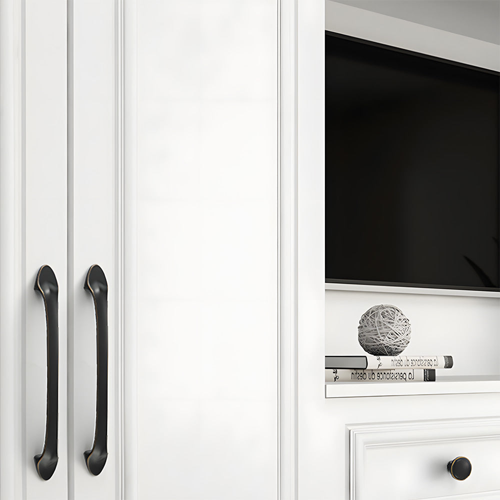Solid Brass Curved Cabinet Pulls and Knobs for Drawers