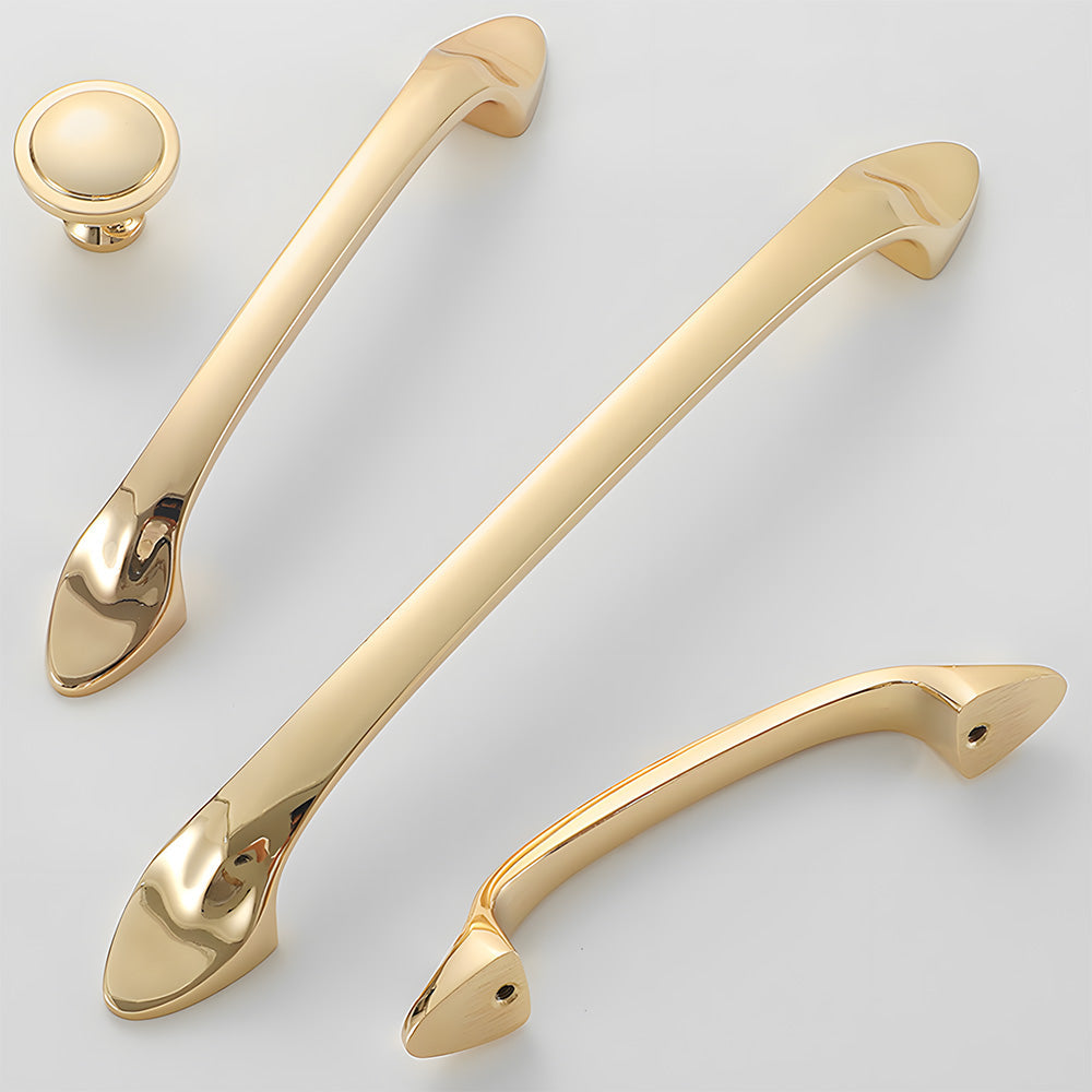 Solid Brass Curved Cabinet Pulls and Knobs for Drawers