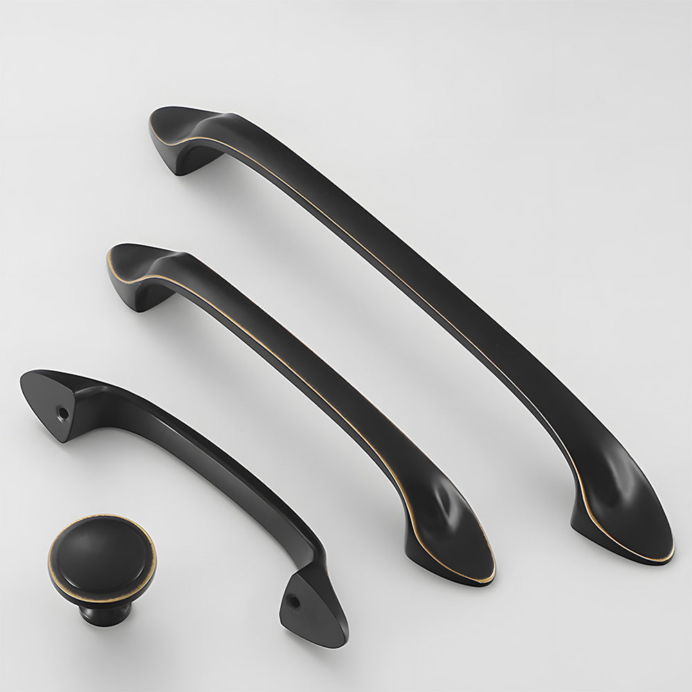Solid Brass Curved Cabinet Pulls and Knobs for Drawers