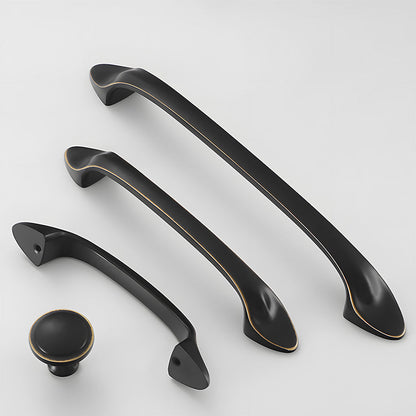 Solid Brass Curved Cabinet Pulls and Knobs for Drawers