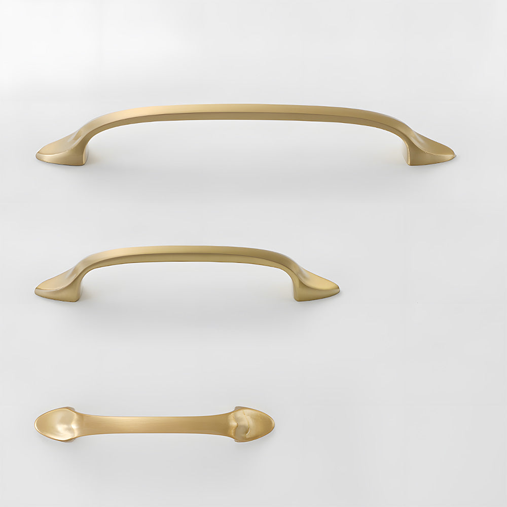 Solid Brass Curved Cabinet Pulls and Knobs for Drawers