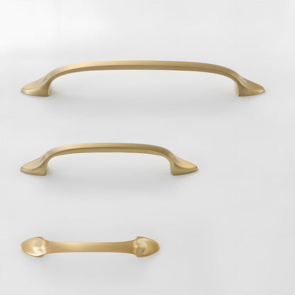 Solid Brass Curved Cabinet Pulls and Knobs for Drawers