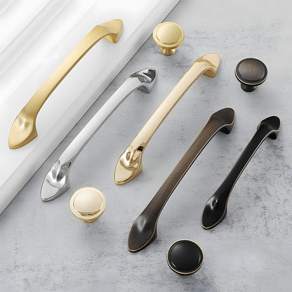 Solid Brass Curved Cabinet Pulls and Knobs for Drawers