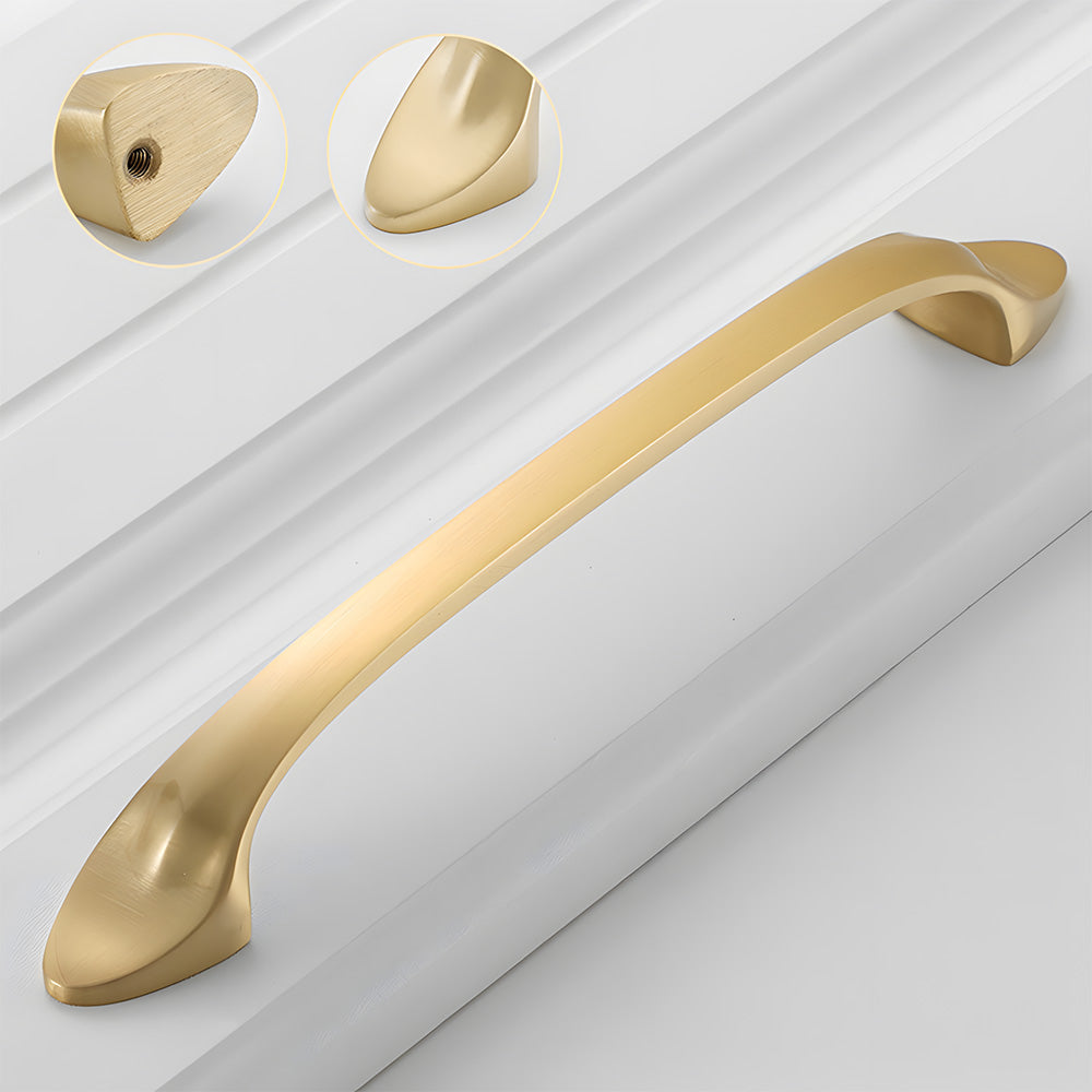 Solid Brass Curved Cabinet Pulls and Knobs for Drawers