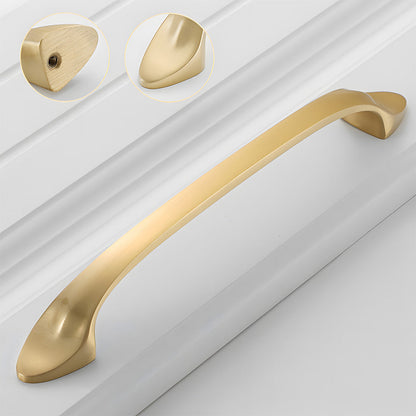 Solid Brass Curved Cabinet Pulls and Knobs for Drawers