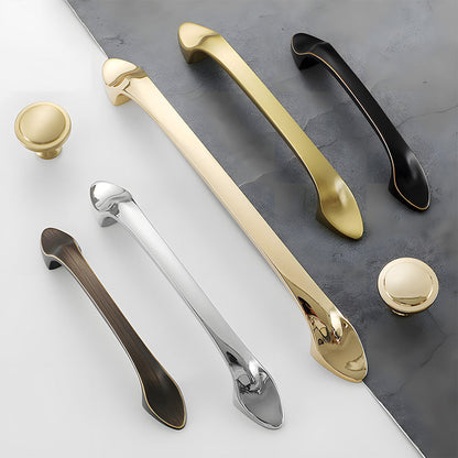 Solid Brass Curved Cabinet Pulls and Knobs for Drawers