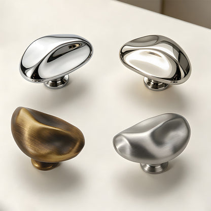 Organic Pebble Cabinet Knobs in Silver and Bronze