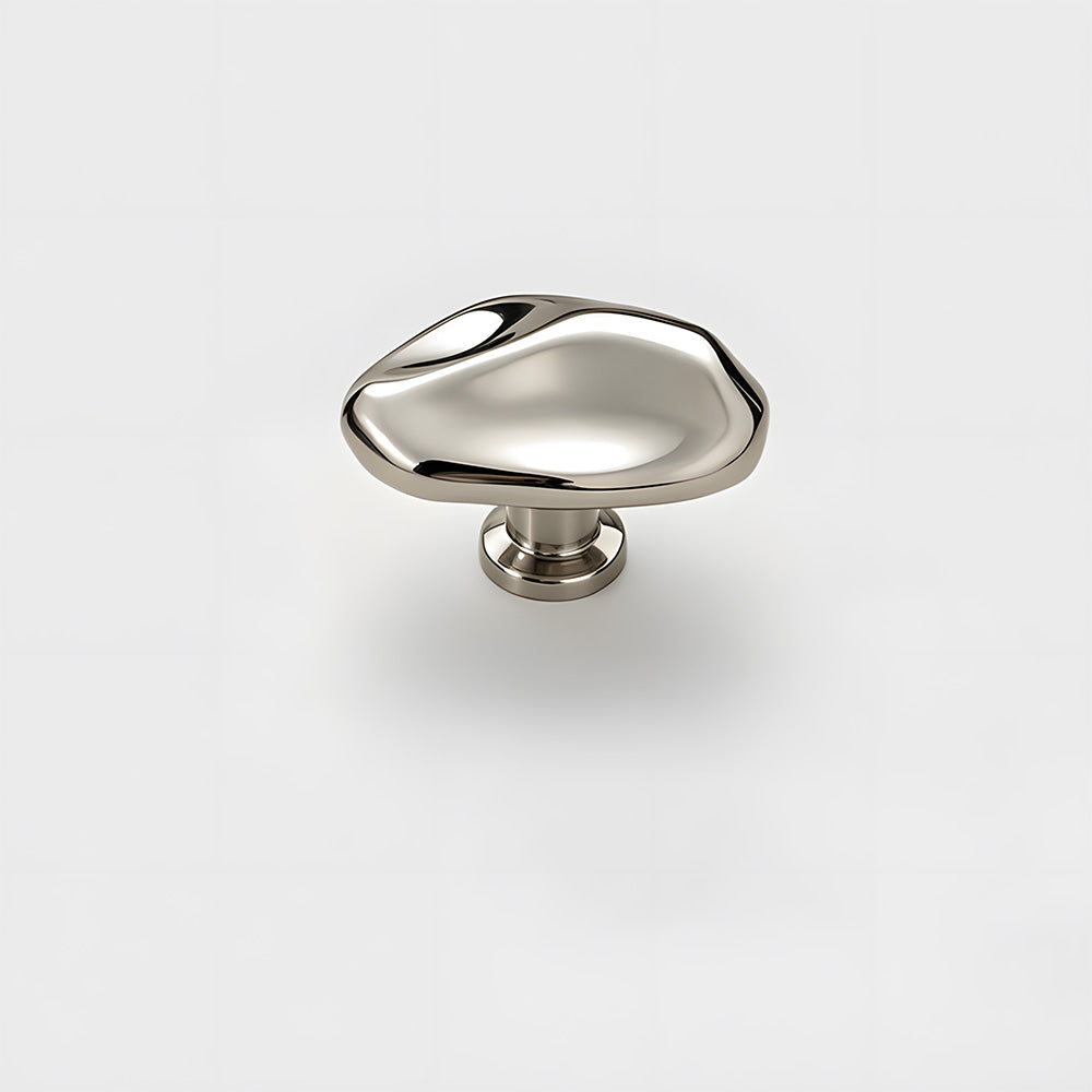 Organic Pebble Cabinet Knobs in Silver and Bronze