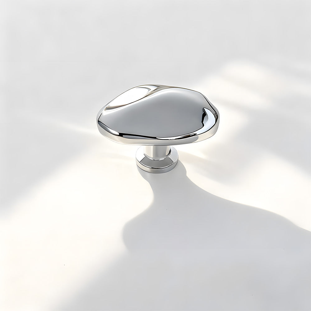 Organic Pebble Cabinet Knobs in Silver and Bronze