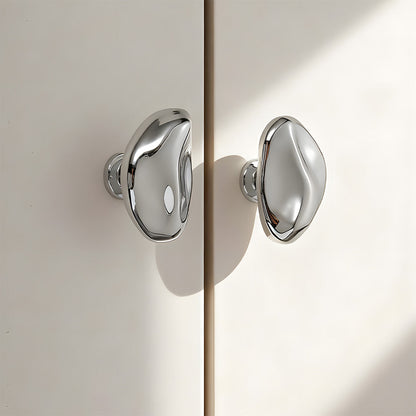 Organic Pebble Cabinet Knobs in Silver and Bronze