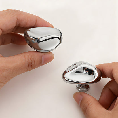Organic Pebble Cabinet Knobs in Silver and Bronze