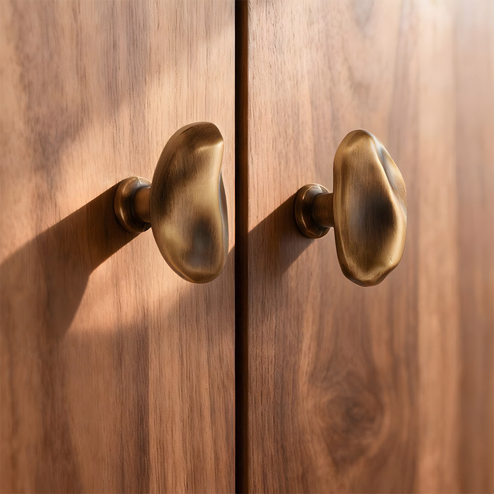 Organic Pebble Cabinet Knobs in Silver and Bronze