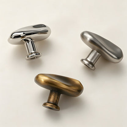 Organic Pebble Cabinet Knobs in Silver and Bronze