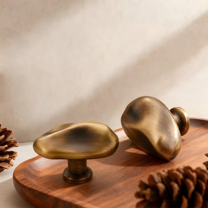 Organic Pebble Cabinet Knobs in Silver and Bronze