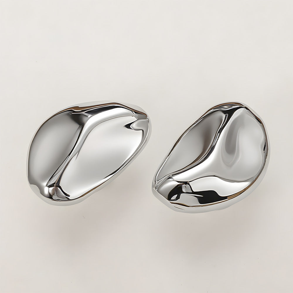 Organic Pebble Cabinet Knobs in Silver and Bronze