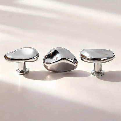 Organic Pebble Cabinet Knobs in Silver and Bronze