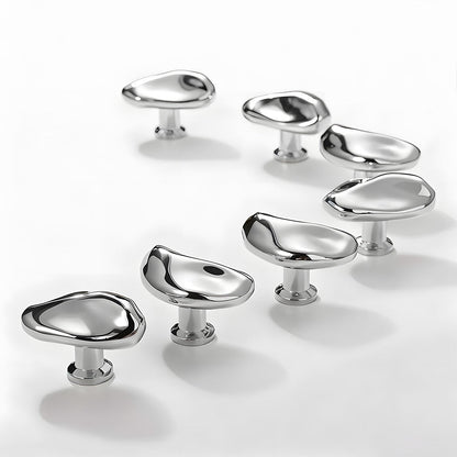 Organic Pebble Cabinet Knobs in Silver and Bronze