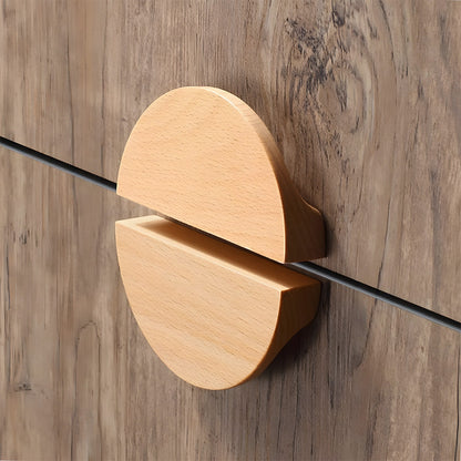 Half Moon Wood Cabinet Pulls for Double Doors