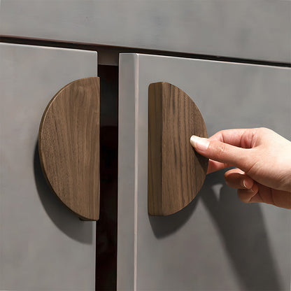 Half Moon Wood Cabinet Pulls for Double Doors
