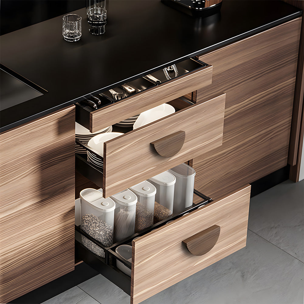Half Moon Wood Cabinet Pulls for Double Doors