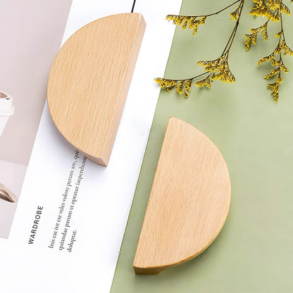 Half Moon Wood Cabinet Pulls for Double Doors