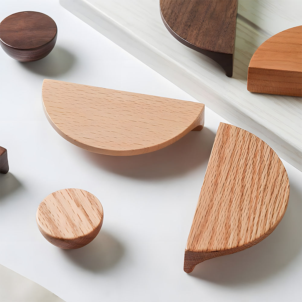 Half Moon Wood Cabinet Pulls for Double Doors