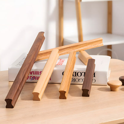Grooved Solid Wood Cabinet Pulls and Knobs for Kitchens