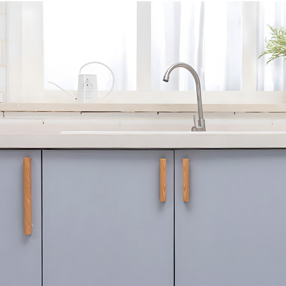 Grooved Solid Wood Cabinet Pulls and Knobs for Kitchens