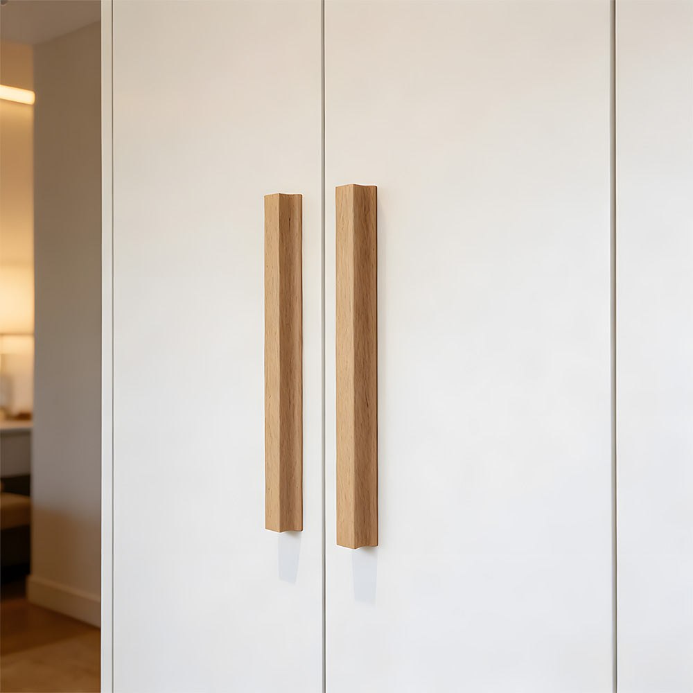 Grooved Solid Wood Cabinet Pulls and Knobs for Kitchens