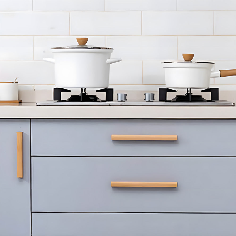Grooved Solid Wood Cabinet Pulls and Knobs for Kitchens