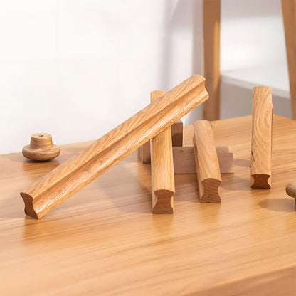Grooved Solid Wood Cabinet Pulls and Knobs for Kitchens