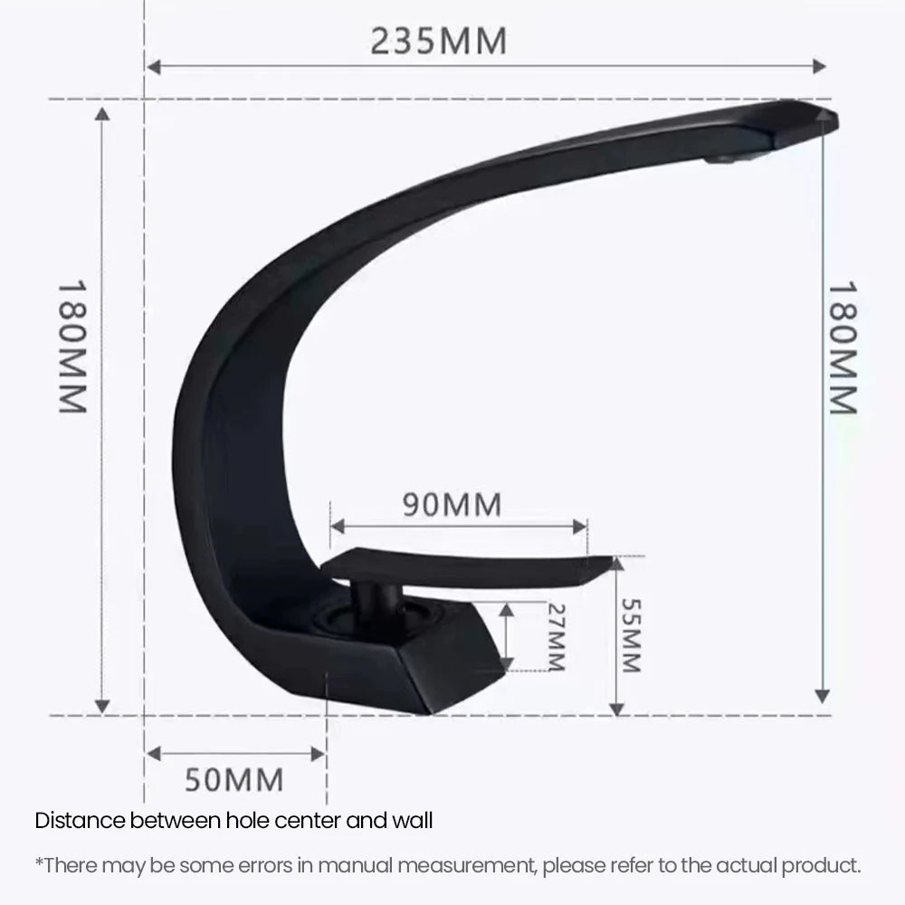 Cadenza Modern Crescent Waterfall Single-Handle Bathroom Sink Faucet - Dimensions