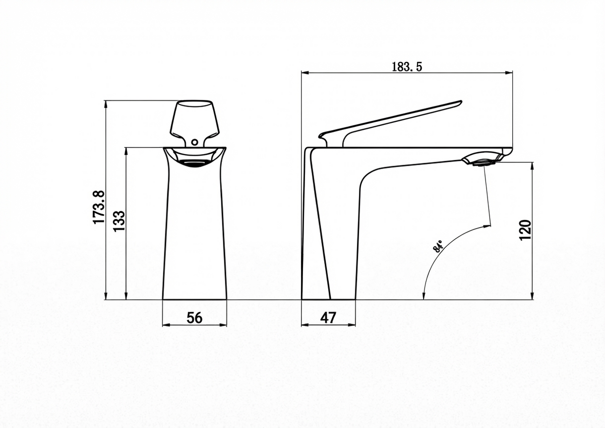 Florenza Modern High-Arc Single-Handle Vessel Sink Bathroom Sink Faucet - Dimensions