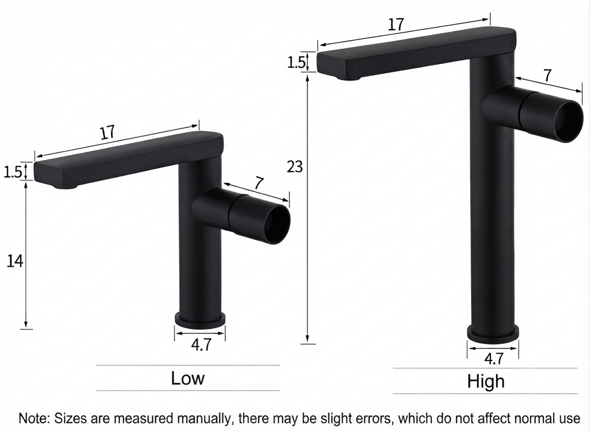 Keston Modern Single-Handle 360° Swivel Bathroom Sink Faucet with Flat Spout - Dimensions